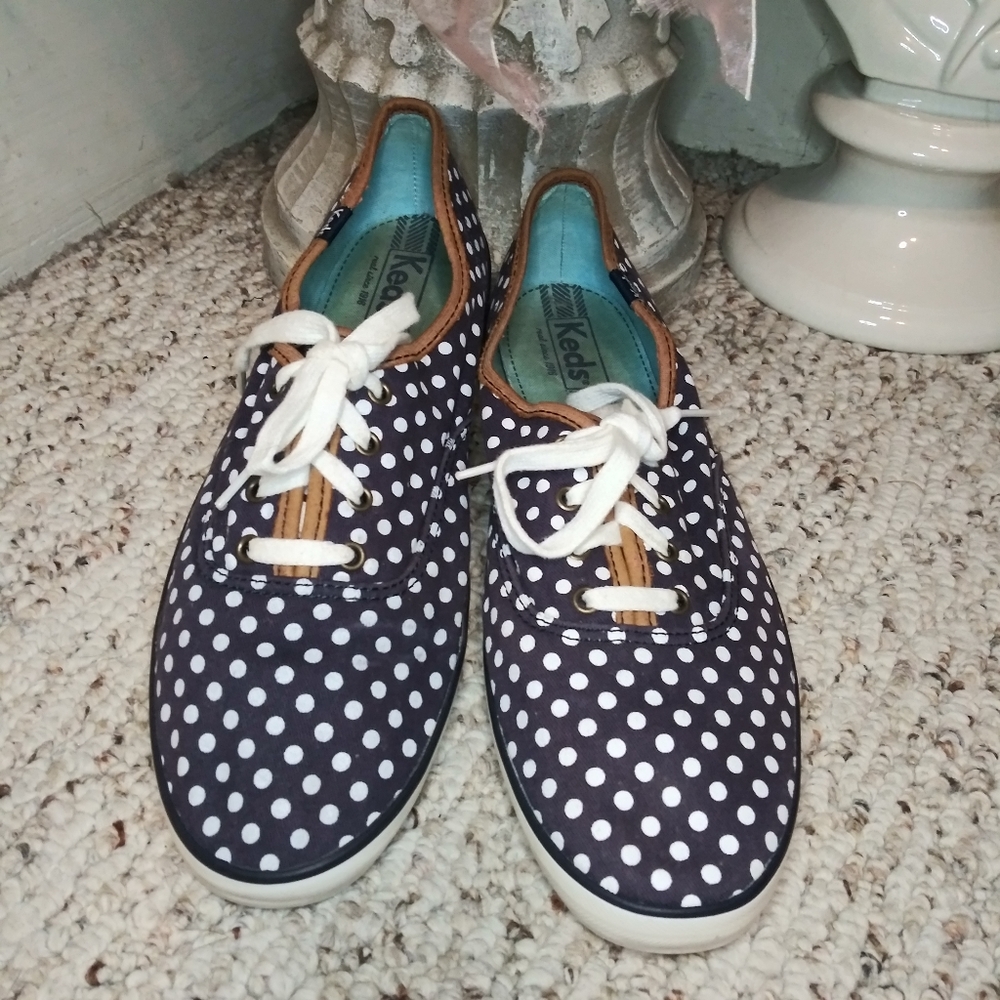 Keds Navy & White Polka Dot Champion Sneakers - Picture 2 of 11